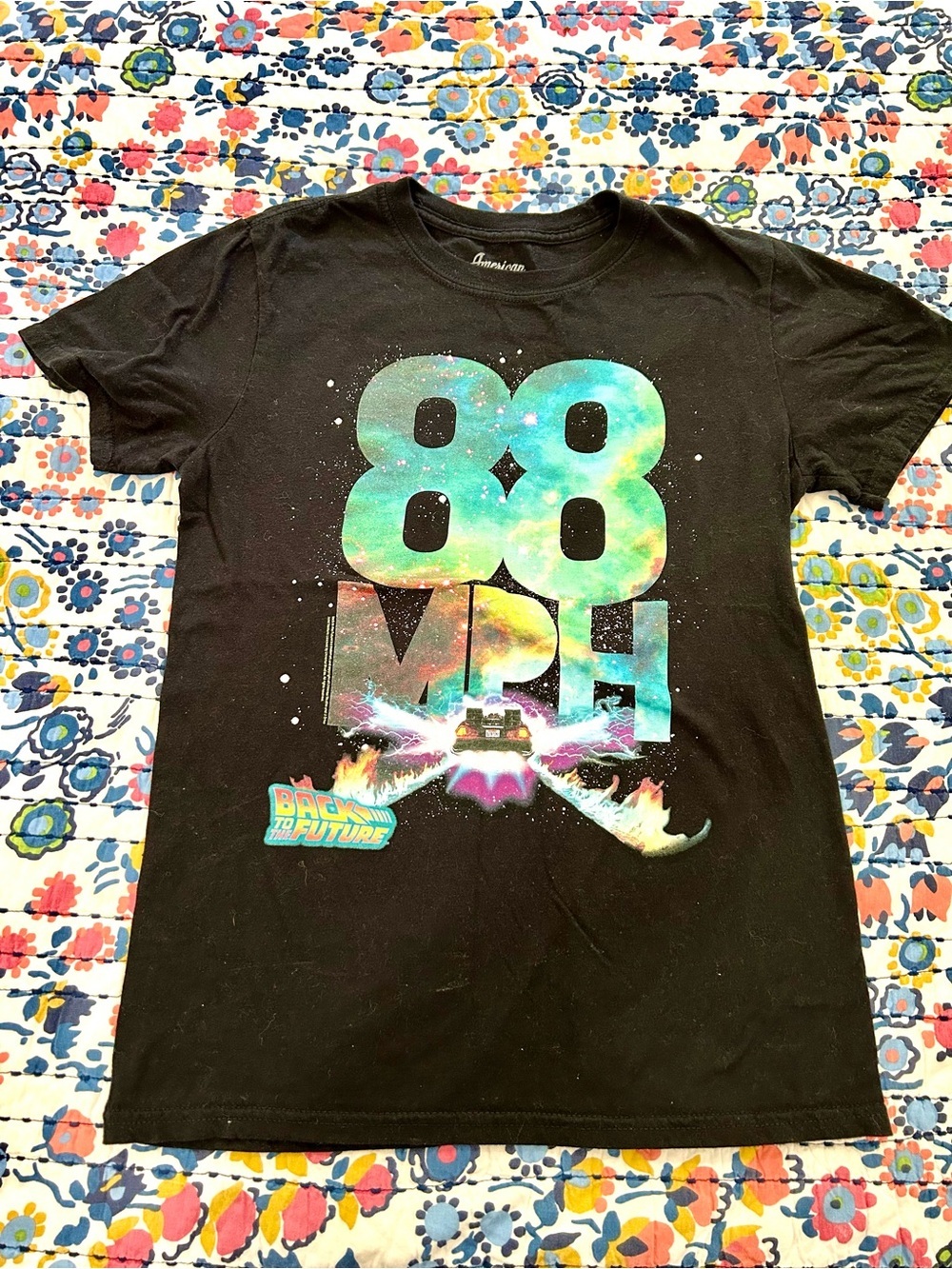Back to the Future '88 MPH' Graphic Tee - Black with Neon Print sz S